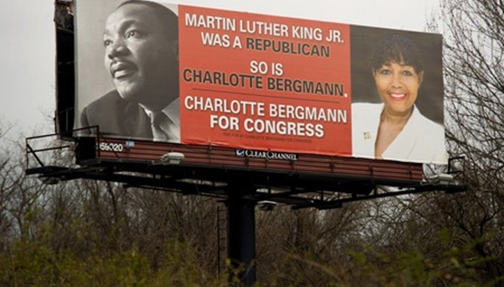 We rate False the claim made by 9th Congressional District candidate Charlotte Bergmann on this billboard along Memphis's Interstate 240 beltway.