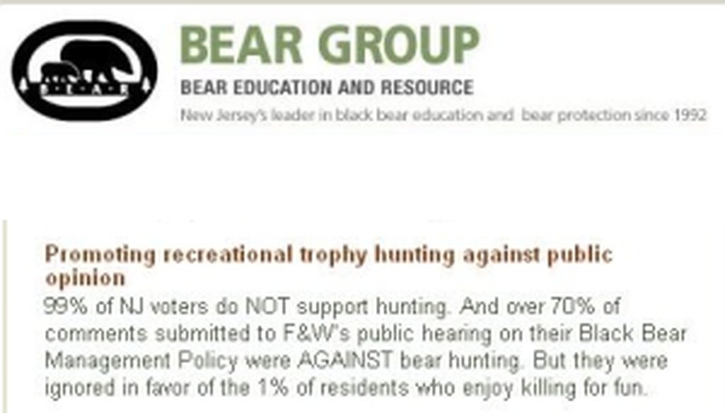 Screenshots of the Bear Education and Resource Group's website from Dec. 6. 