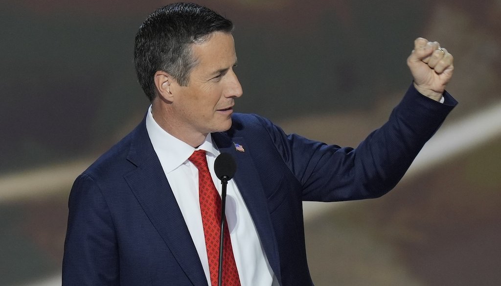 Bernie Moreno, a Republican U.S. Senate candidate from Ohio, speaks July 16, 2024, during the second day of the Republican National Convention in Milwaukee. (AP)