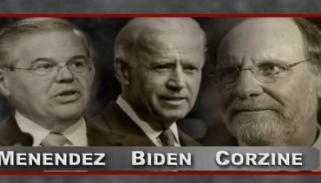 A campaign ad from GOP U.S. Senate hopeful Joe Kyrillos ties U.S. Sen. Robert Menendez to former N.J. Gov. Jon Corzine and Vice President Joe Biden. 