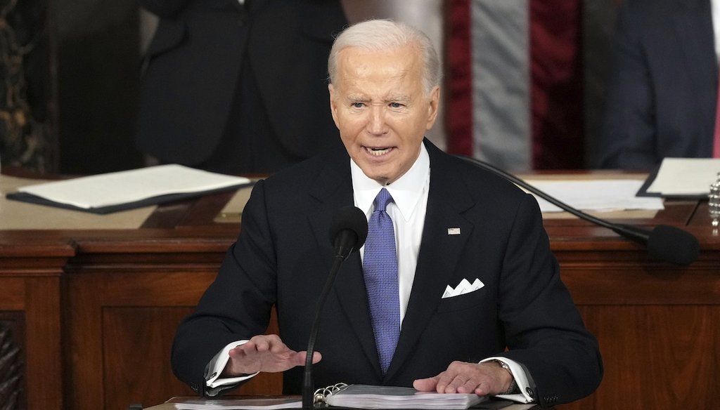 President Joe Biden delivers the State of the Union address March 7, 2024, to a joint session of Congress at the U.S. Capitol. (AP)