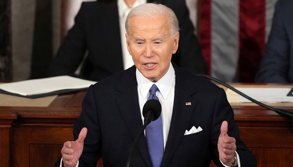 President Joe Biden delivers the State of the Union address March 7, 2024, to a joint session of Congress at the U.S. Capitol. (AP)