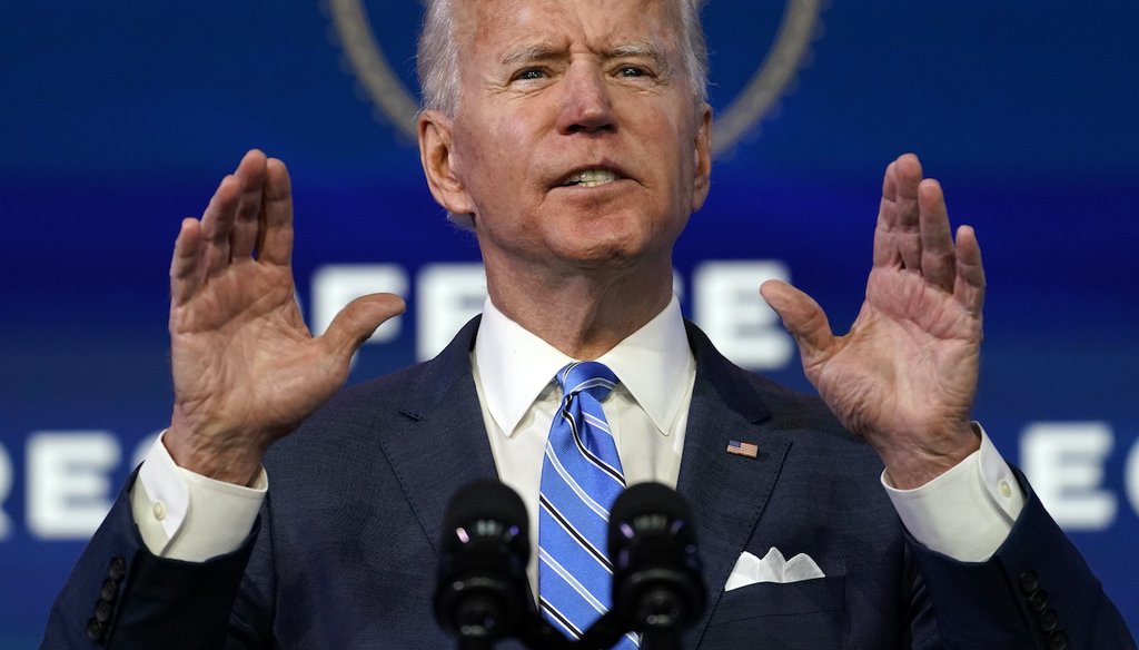 President-elect Joe Biden speaks about the COVID-19 pandemic on Jan. 14, 2021, in Wilmington, Del. (AP)