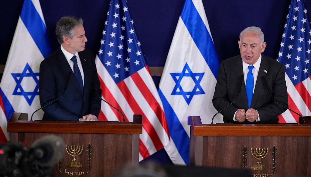 U.S. Secretary of State Antony Blinken, left, and Israeli Prime Minister Benjamin Netanyahu give a joint press conference Jan. 30, 2023, in Jerusalem. (AP)