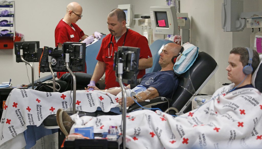 Donors give blood in Murray, Utah, in 2020. (AP)