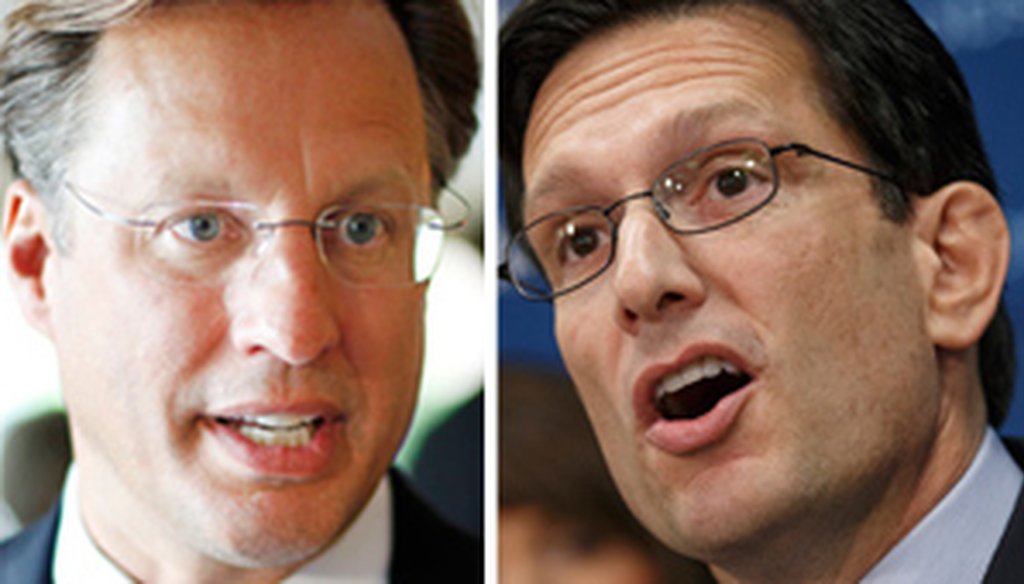 College professor Dave Brat, left, is challenging U.S. Rep. Eric Cantor in the 7th District Republican primary today.
