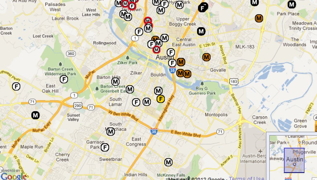 Visit http://bit.ly/bulldogcouncilmap to view the full, interactive map of City Council members’ addresses 1971-2011 compiled by Austin Bulldog editor Ken Martin.