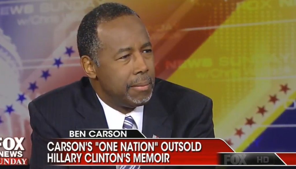 Ben Carson on "Fox News Sunday" May 10, 2015.