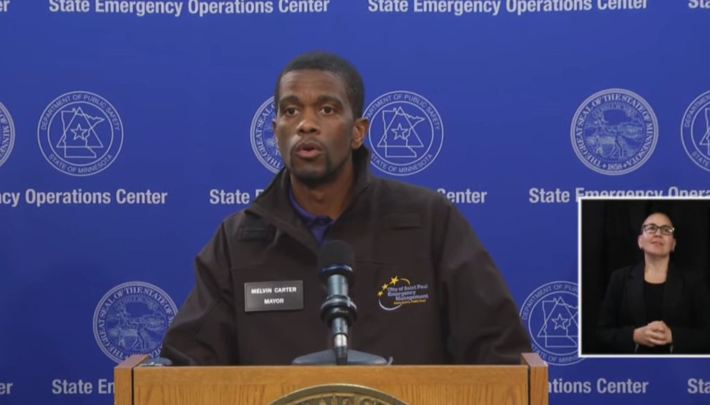 St. Paul, Minn., mayor Melvin Carter walking back an earlier comment about the arrests of out-of-state residents at a press conference on May 30, 2020. (Screenshot)