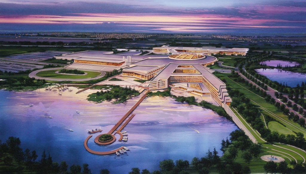 This artist's rendering provided by The Menominee Nation shows the tribe's proposed casino at the site of the former Dairyland Greyhound Dog Track in Kenosha, Wis.