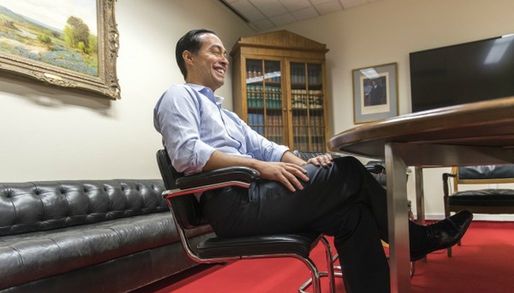 Julián Castro, shown here talking in August 2017 about joining the faculty of the LBJ School of Public Affairs, later made a Mostly True claim about DACA recipients mostly having jobs or going to school (Austin American-Statesman, RICARDO B. BRAZZIELL).
