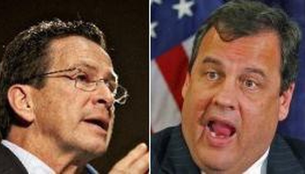 Connecticut Gov. Dannel Malloy, left, and New Jersey Gov. Chris Christie have been critical of each other's policies.