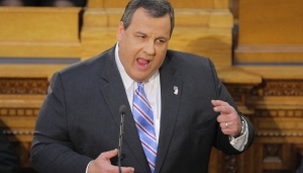 Gov. Chris Christie delivers his budget address to the Legislature on Tuesday.