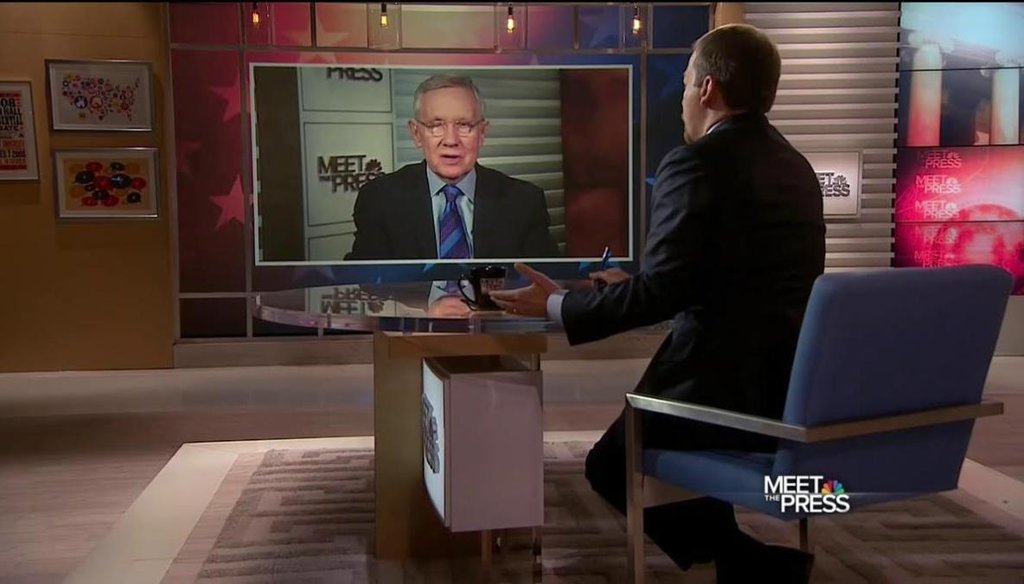 "Meet the Press" host Chuck Todd interviews Senate Minority Leader Harry Reid about the Supreme Court nomination of Merrick Garland by President Barack Obama on March 20, 2016. (NBC News photo)