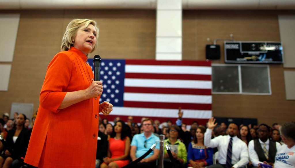 Democratic presidential candidate Hillary Clinton delivers remarks during a campaign stop August 18, 2015 in North Las Vegas, Nev. (Isaac Brekken/Getty Images)