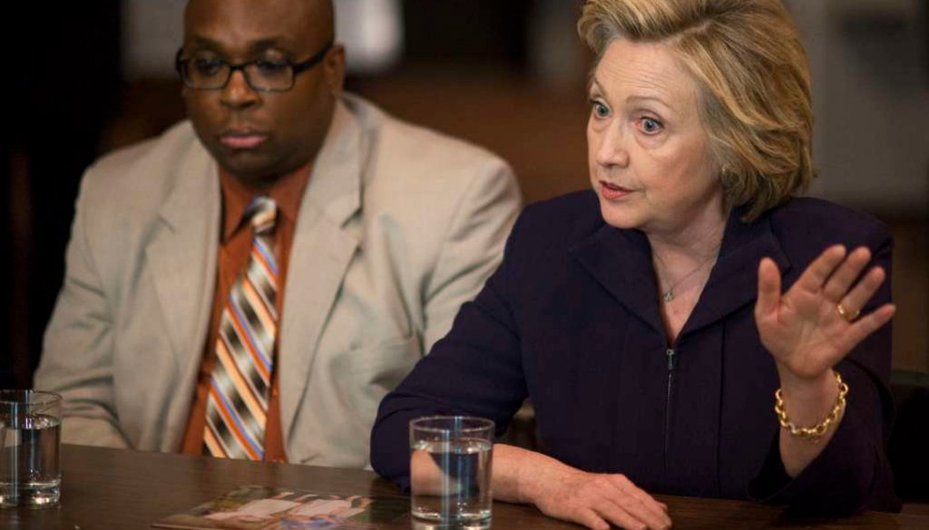 Hillary Clinton, the Democratic presidential hopeful, speaks during a round table discussion with locals at the Williamson Health and Wellness Center in Williamson, W.V., May 2, 2016. (Ty Wright/The New York Times)