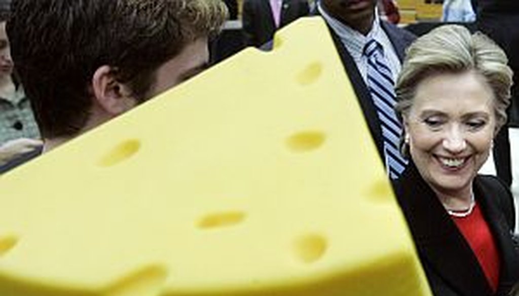 Last week, politics got cheesey at PolitiFact Georgia. But not as cheesy as it did in this photo from the 2008 Democratic presidential primaries.  
