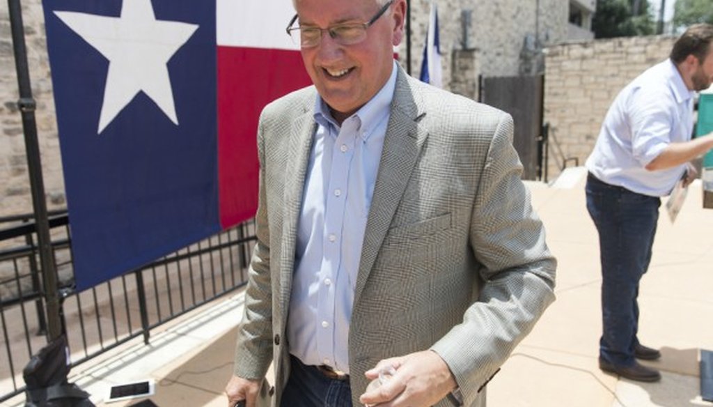 Mike Collier, Democratic aspirant for lieutenant governor of Texas, stumps in Round Rock Texas on June 17, 2017. Collier later made a HALF TRUE claim about Republicans snatching retiree benefits (PHOTO: Ricardo Brazziell, Austin American-Statesman).