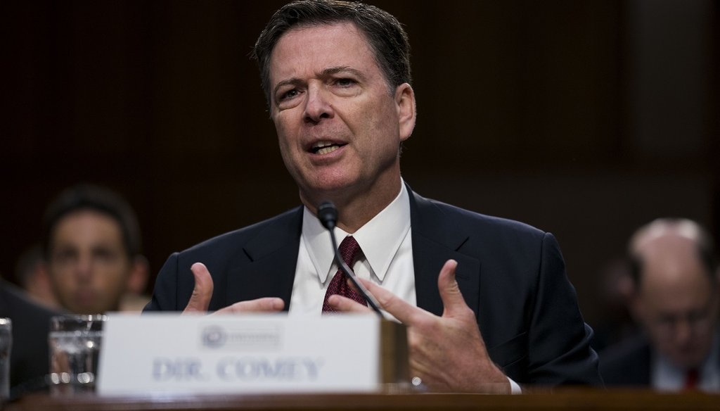 Former FBI Director James Comey testifies during a Senate Intelligence Committee hearing on Capitol Hill, in Washington, June 8, 2017. (Doug Mills/The New York Times)