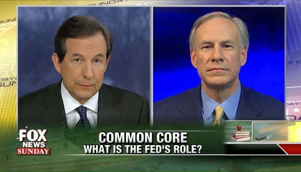 Texas Gov. Greg Abbott argues against Common Core with Fox News Sunday host Chris Wallace Feb. 1, 2015.