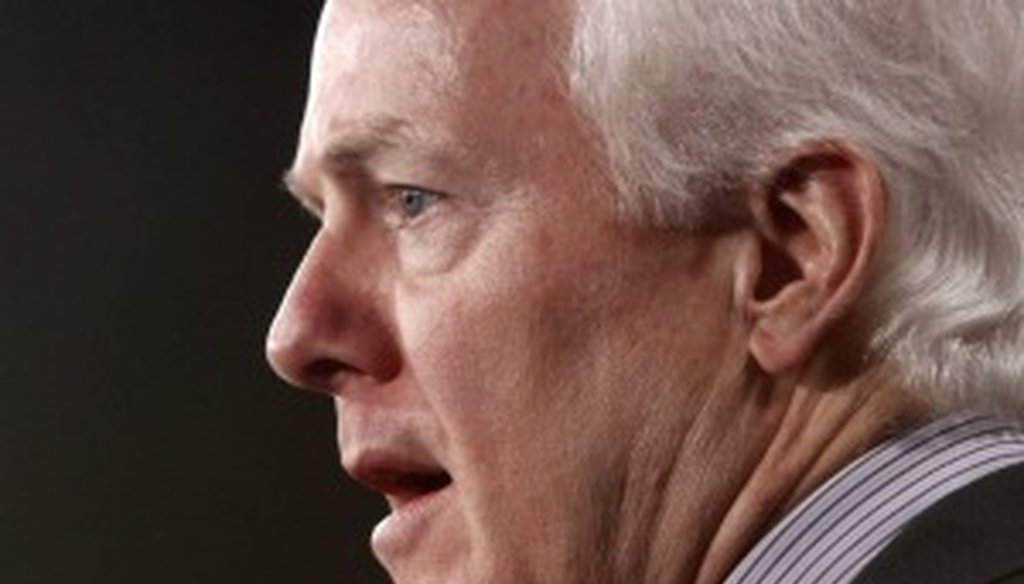 U.S. Sen. John Cornyn speaks about health care at the U.S. Capitol earlier this month.