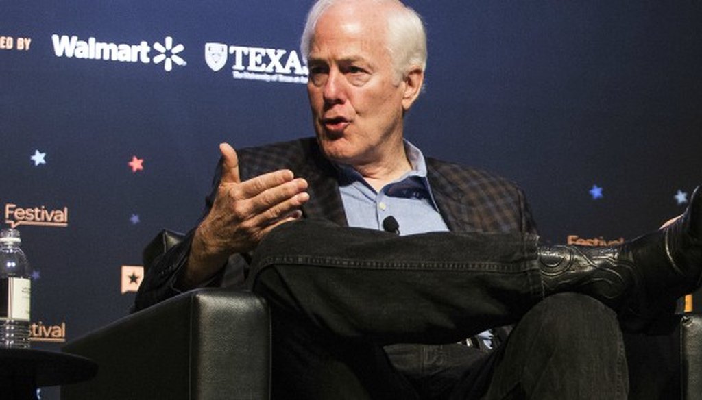 Sen. John Cornyn, R-Texas, shown here speaking at the Texas Tribune Festival on Sept. 24, 2017, wrote a constituent about health insurance premiums spiraling in cost (Nick Wagner, Austin American-Statesman).