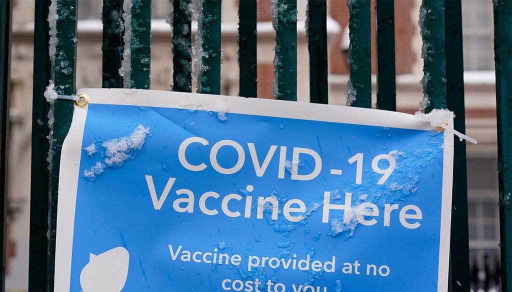 A sign advertises a COVID-19 vaccination site Feb. 2, 2021, in New York. (AP)