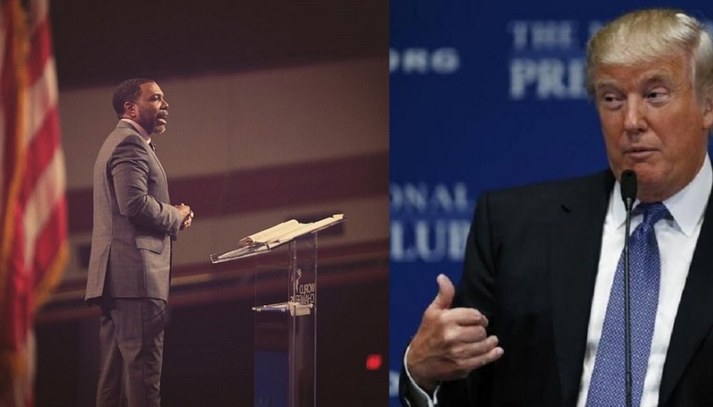Social media posts have linked Creflo Dollar and Donal Trump