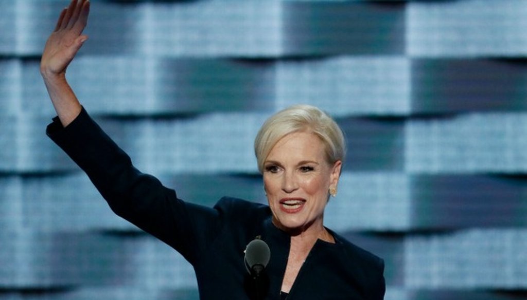 Cecile Richards, shown here speaking at the July 2016 Democratic National Convention, made a Half True claim about Barack Obama's gender gap in 2012 (The Associated Press).
