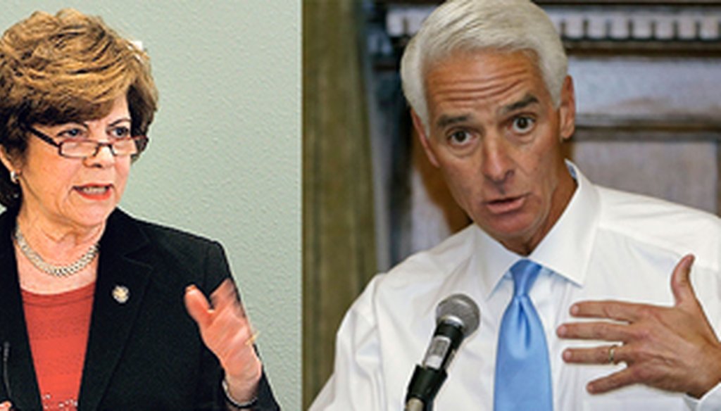 Nan Rich and Charlie Crist square off in the Democratic primary on Aug. 26, 2014. (Tampa Bay Times file photos)