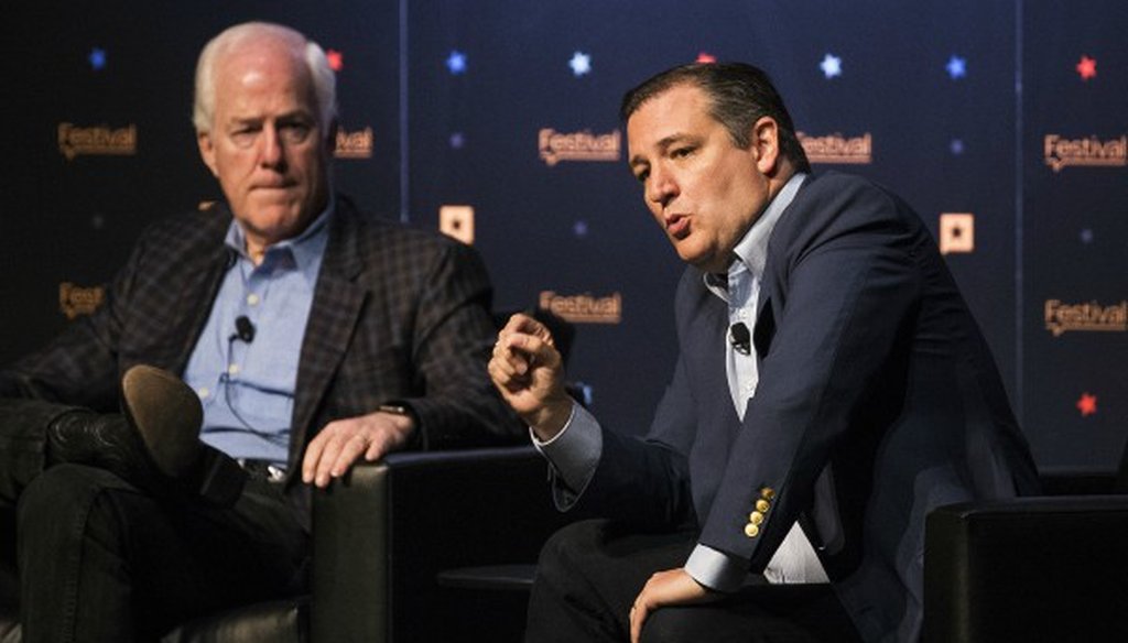 Texas U.S. Sen. Ted Cruz, speaking here alongside fellow Republican Sen. John Cornyn, no longer backs the requirement that 60 Senate votes should be required to stop a filibuster (NICK WAGNER, Austin American-Statesman, Sept. 24, 2017).