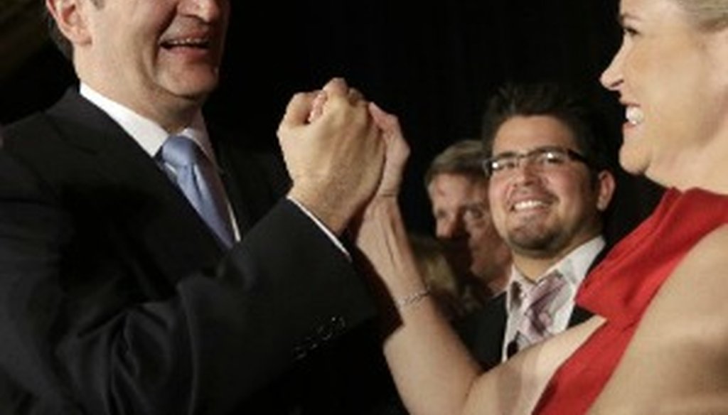 U.S. Sen.-elect Ted Cruz of Texas celebrates his win with his wife, Heidi, on Nov. 6, 2012 (Associated Press, David J. Phillip).