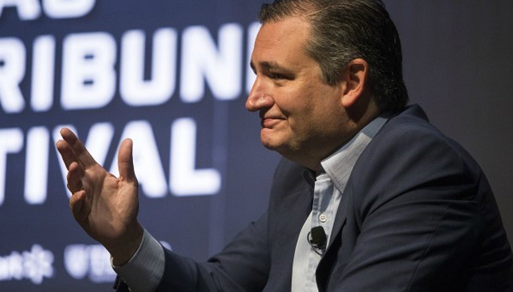 Ted Cruz, partaking here in a public interview during the September 2017 Texas Tribune Festival, said he's done 17 Texas town halls in 2017 (Nick Wagner, Austin American-Statesman).