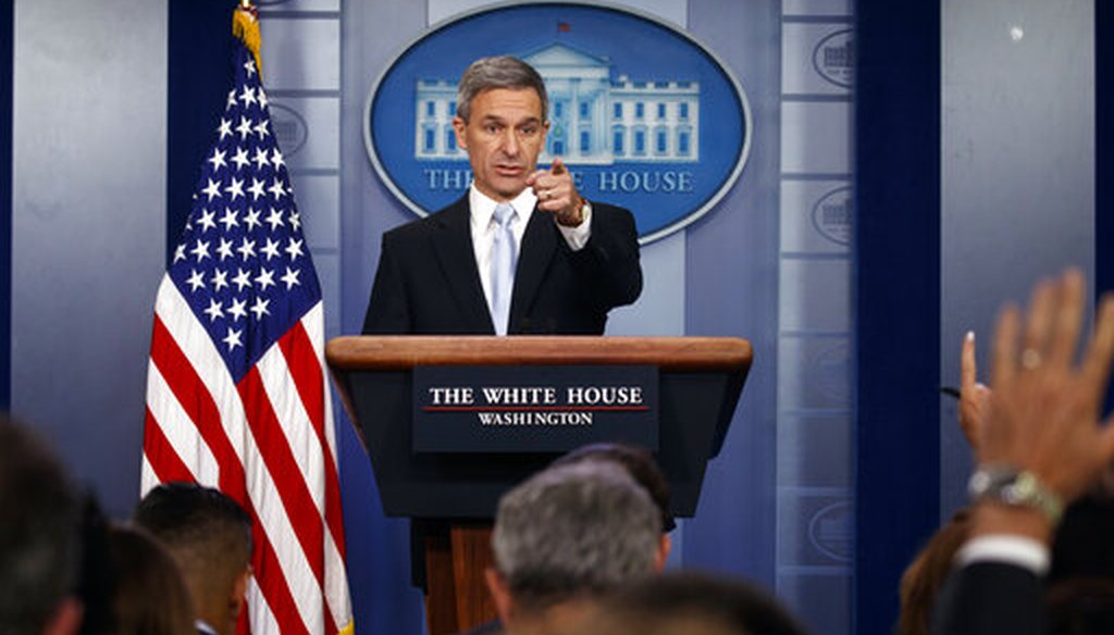 Ken Cuccinelli, acting director of U.S. Citizenship and Immigration Services, during a briefing at the White House on Aug. 12, 2019. (AP/Vucci)
