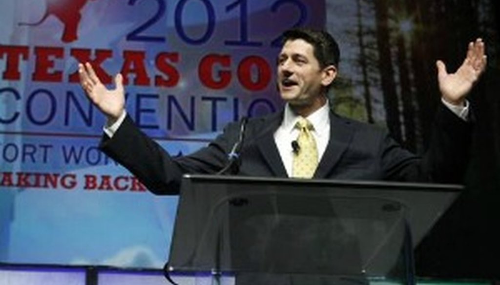 U.S. Rep. Paul Ryan, R-Wis., speaks at the Republican Party of Texas convention June 9, 2012 (Photo by Dallas Morning News).