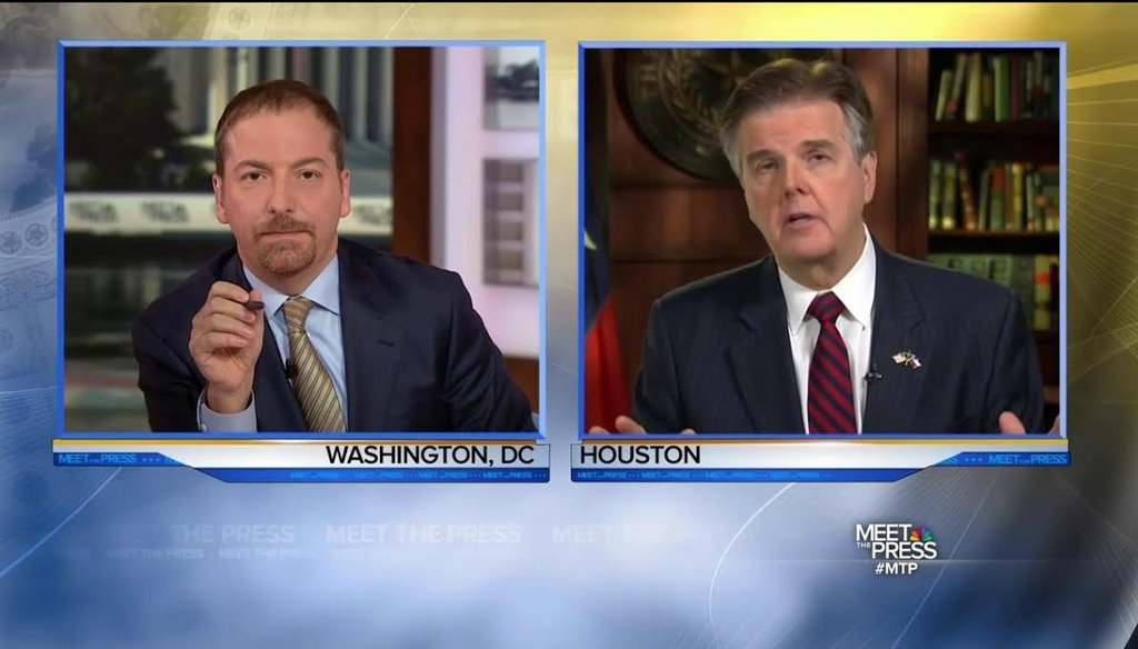 NBC's "Meet the Press" moderator Chuck Todd questions Texas Lt. Gov. Dan Patrick about his state's new open carry law. (NBC photo)