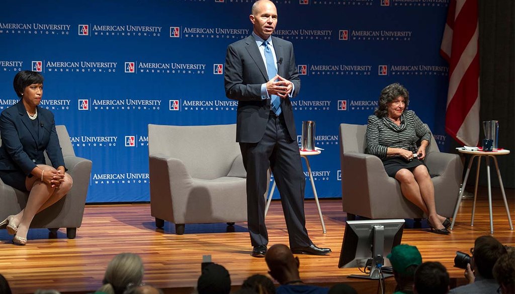 Washington, D.C., mayoral candidates meet to debate Sept. 18, 2014, at American University in Washington. Starting in 2024, noncitizen residents can vote in local Washington, D.C., elections, including for mayor. (AP)