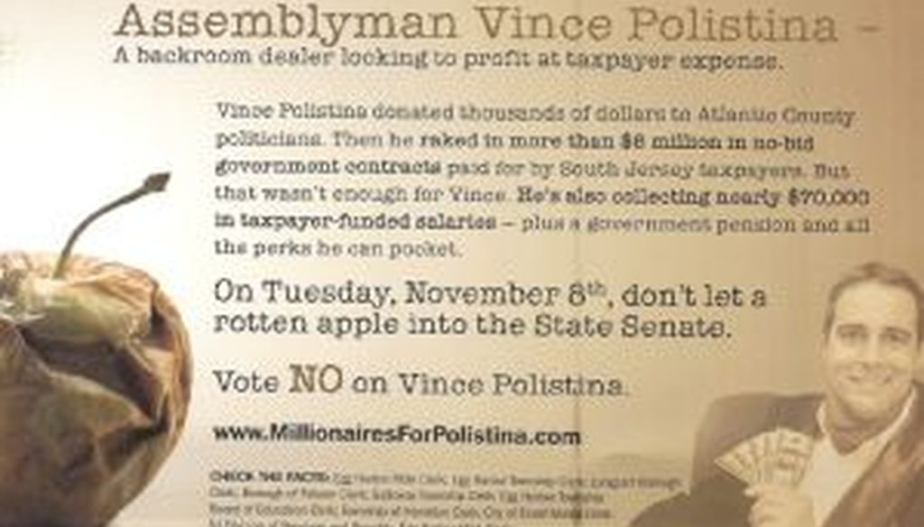 A snapshot of the mailer paid for by the New Jersey Democratic State Committee.