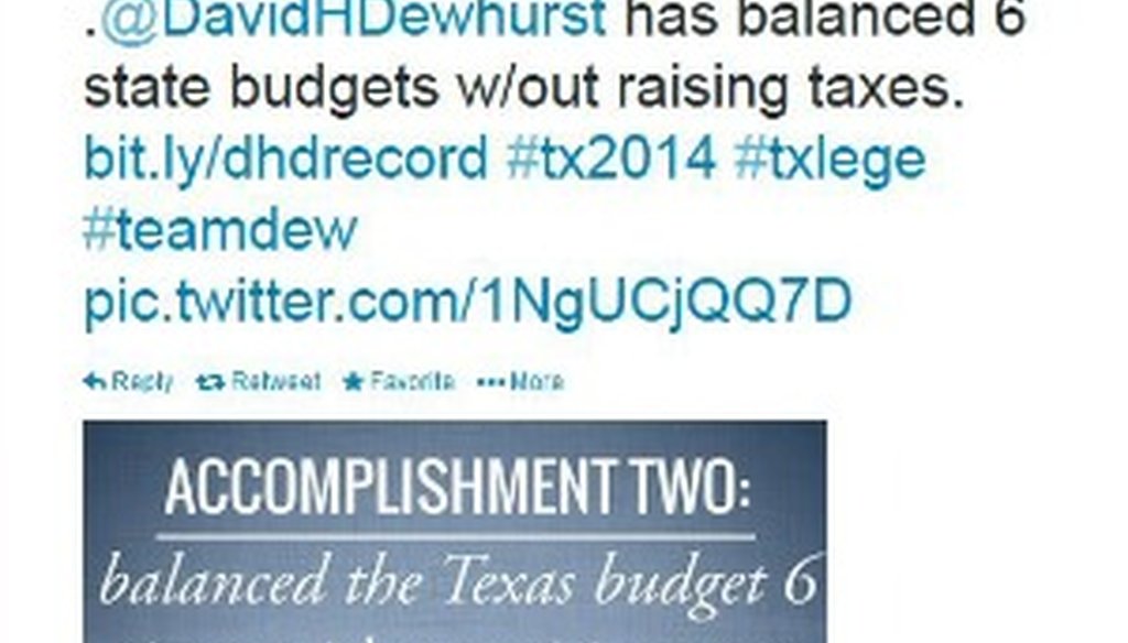 David Dewhurst's budgetary claim probably isn't unique. What have you noticed from others?