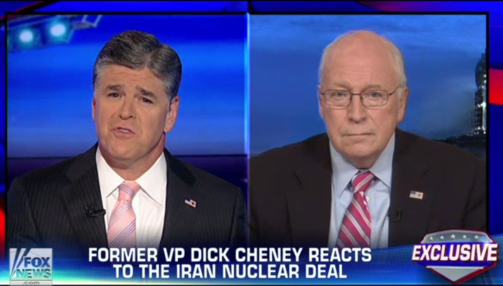Sean Hannity invited former Vice President Dick Cheney to discuss the nuclear deal with Iran on July 14, 2015. (Screenshot)