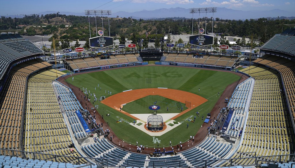 Dodger Stadium viewed on July 16, 2022, in Los Angeles. (AP)