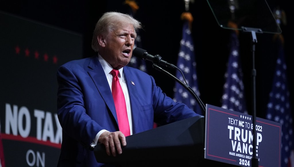 Former President Donald Trump, the Republican presidential nominee, speaks Aug. 14, 2024, at a campaign rally in Asheville, N.C. (AP)