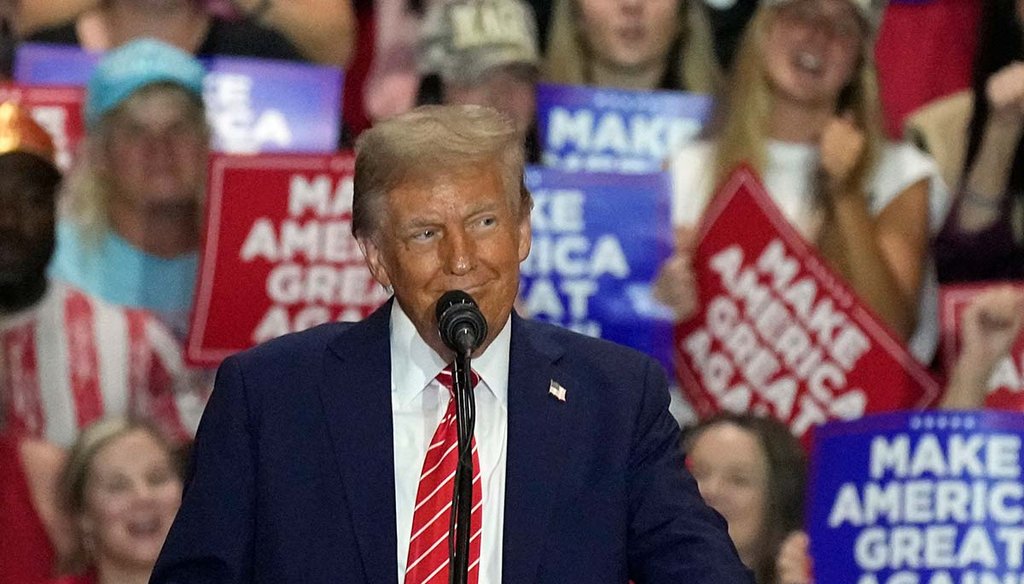 Former President Donald Trump, the Republican presidential nominee, speaks Oct. 30, 2024, in Rocky Mount, N.C. (AP)