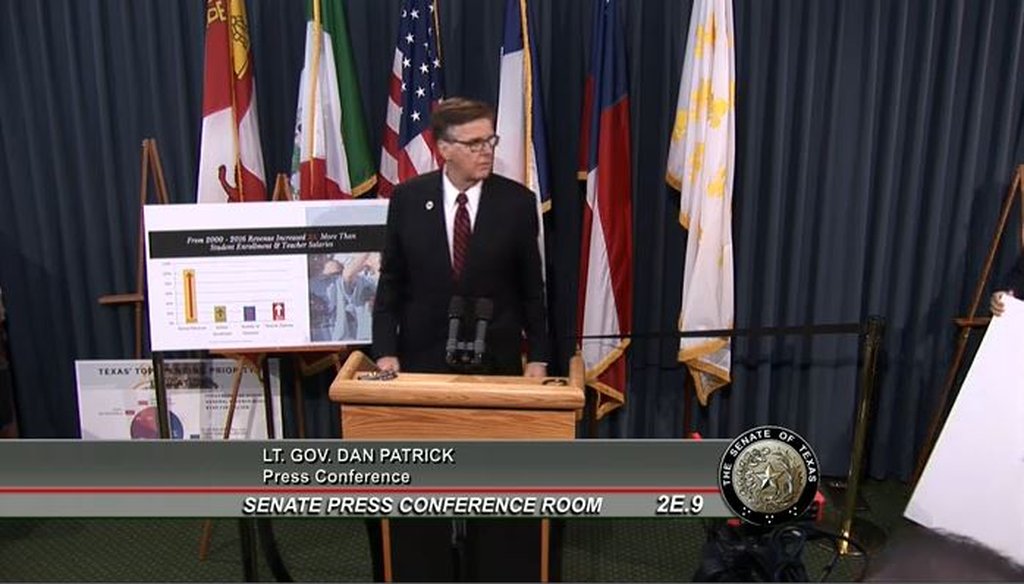 Lt. Gov. Dan Patrick told reporters on July 13, 2017, that his fellow Republican, House Speaker Joe Straus, had repeatedly refused to meet one on one in 2017 (screenshot of Patrick's press conference).