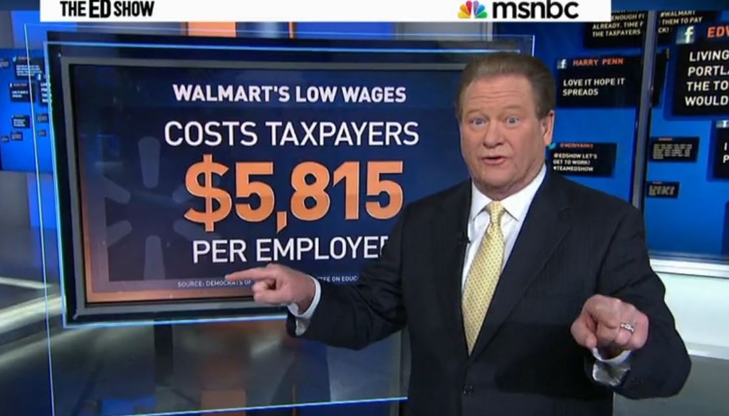 Ed Schultz blasted Walmart for not paying its workers enough money to get off of public assistance.