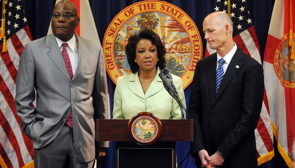 Lt. Gov. Jennifer Carroll speaks at a news conference about the "stand your ground" task force. Photo courtesy Gov. Rick Scott's website.