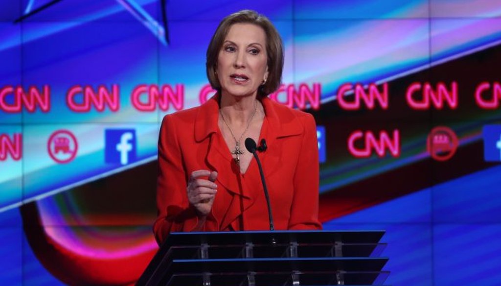 Republican presidential candidate Carly Fiorina speaks during the CNN Republican presidential debate on Dec. 15, 2015 in Las Vegas. (Getty)
