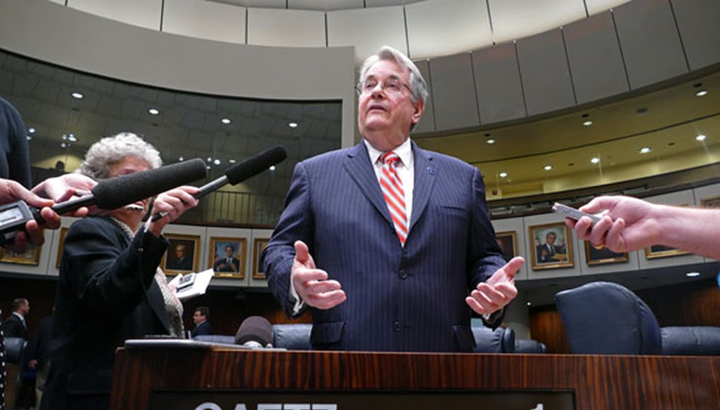 Sen. Don Gaetz, R-Niceville, talks to the media on the Senate floor on March 9, 2016. (Scott Keeler/Tampa Bay Times photo)