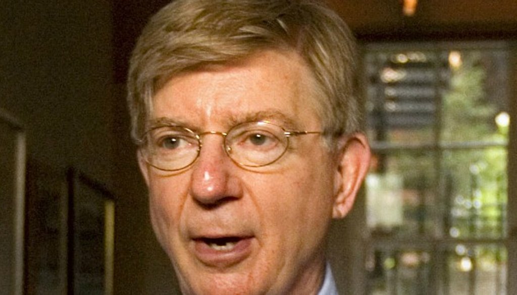 Commentator George Will, shown here in 2008, changed his 2016 voter registration from Republican to unaffiliated, PolitiFact Texas confirmed (Photo by The Associated Press).