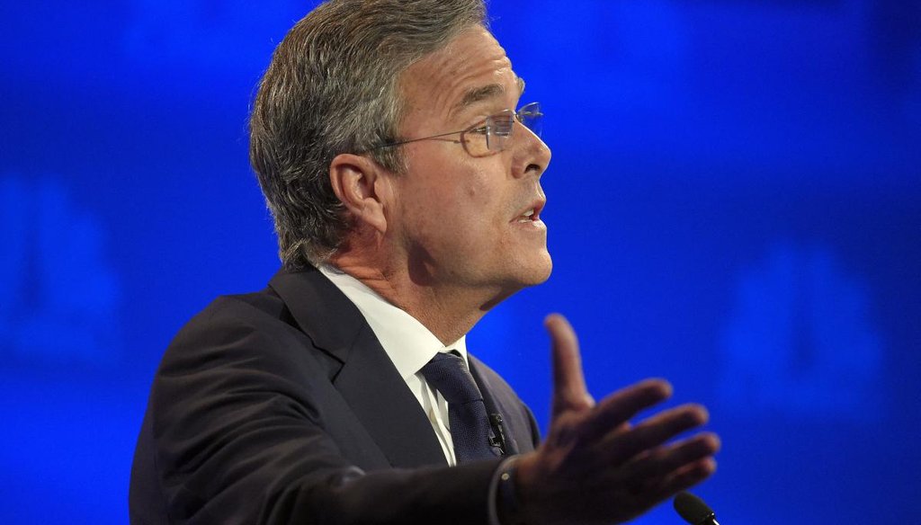 Republican presidential candidate, former Florida Gov. Jeb Bush speaks during the CNBC Republican presidential debate at the University of Colorado, Wednesday, Oct. 28, 2015, in Boulder, Colo. (AP)
